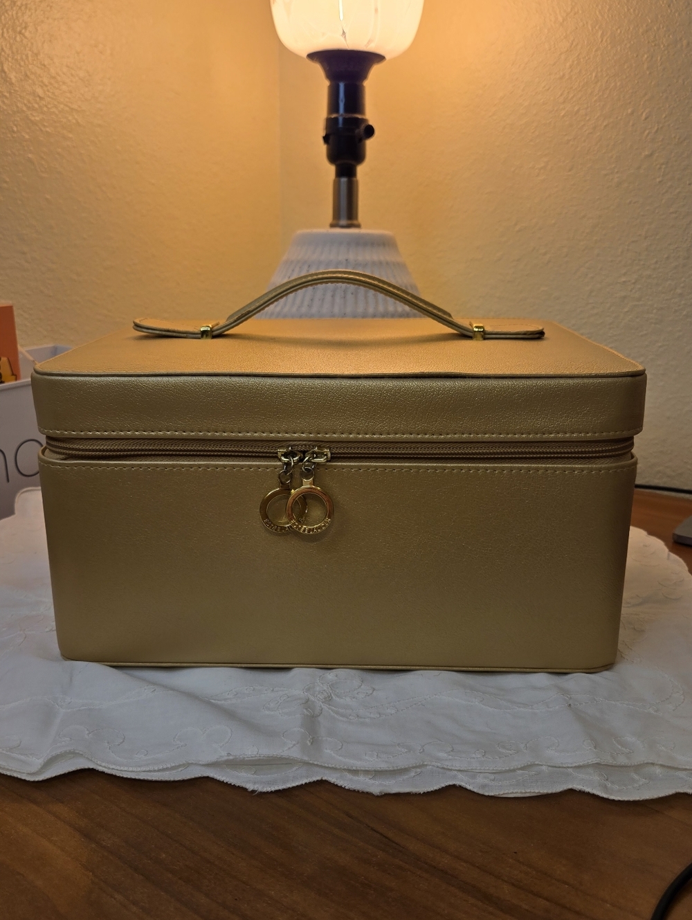 Estee Lauder Gold Tone Cosmetic Train Case - Vintage